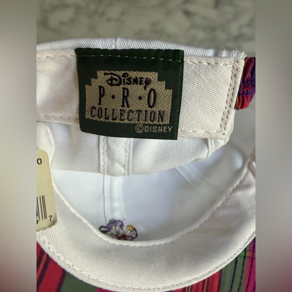 Vintage Official Disney Pro Minnie Mouse White Baseball Cap Plaid Purple Brim - Picture 5 of 5